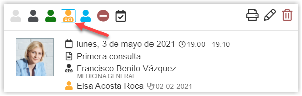 Gestión de pacientes. Estados del paciente en ficha de paciente igaleno.