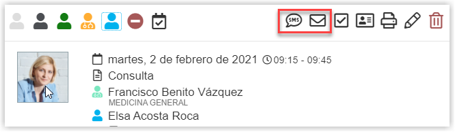 Notificación de citas a pacientes. Gestión de pacientes igaleno.